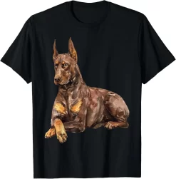 Doberman Watercolor T Shirt, Artistic Dog Lover Tee For Doberman Owners