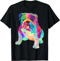Colorful Bulldog T Shirt, Pop Art Dog Lover Tee, Vibrant Bulldog Gift Shirt
