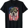 Patriotic Bulldog Military Shirt, USA Flag Dog Lover Tee, Army Camo Bulldog T-Shirt