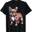 Floral French Bulldog Shirt, Colorful Dog Lover Tee