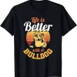 Vintage Sunset English Bulldog Tee, Funny Dog Lover Gift
