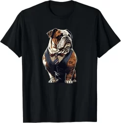 Business Bulldog Shirt, Funny Formal Bulldog Dog Lover Tee, Dapper English Bulldog T-Shirt