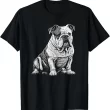 English Bulldog Dog Lover Tee, Vintage Monochrome Bulldog Shirt