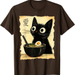 Cute Black Cat Ramen T-Shirt, Kawaii Cat Shirt, Black Cat Lover Tee