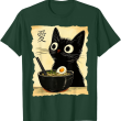 Cute Black Cat Ramen T-Shirt, Kawaii Cat Shirt, Black Cat Lover Tee