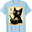 Cute Black Cat Ramen T-Shirt, Kawaii Cat Shirt, Black Cat Lover Tee