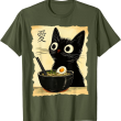 Cute Black Cat Ramen T-Shirt, Kawaii Cat Shirt, Black Cat Lover Tee