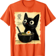 Cute Black Cat Ramen T-Shirt, Kawaii Cat Shirt, Black Cat Lover Tee