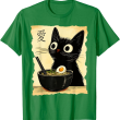 Cute Black Cat Ramen T-Shirt, Kawaii Cat Shirt, Black Cat Lover Tee