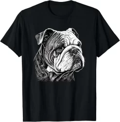 Funny Dog T Shirt For Dog Lovers, Bulldog Face Art Shirt