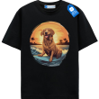 Golden Retriever Surf Shirt, Sunset Beach Dog Tee, Surfing Dog Shirt