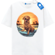 Golden Retriever Surf Shirt, Sunset Beach Dog Tee, Surfing Dog Shirt