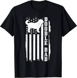Goldendoodle Dad Shirt , Doodle Dog American Flag Tee, Patriotic Pet Lover Gift, Vintage Dog Dad T-Shirt