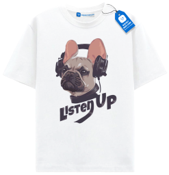 Headphones Dog Shirt, Funny Dog Lover Tee, Frenchie Music Shirt