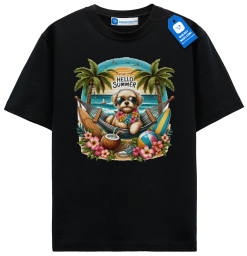 Hello Summer Dog T Shirt, Tropical Beach Vibes Tee For Dog Lovers