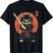 Samurai Cat T-Shirt, Funny Cat Lover Tee