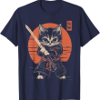 Samurai Cat T-Shirt, Funny Cat Lover Tee