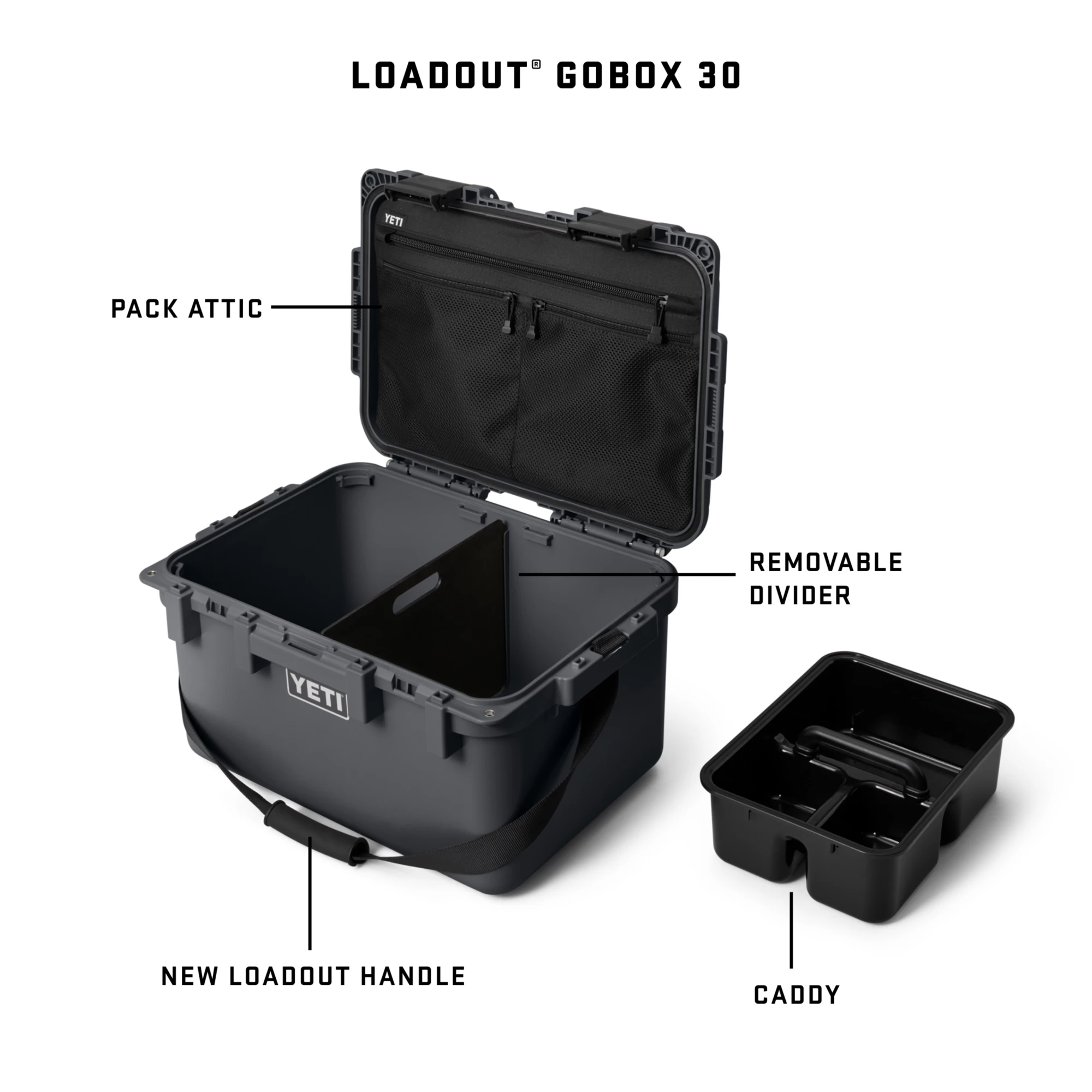 YETI LoadOut GoBox 30 2.0 Gear Case, Charcoal YETI LoadOut GoBox 30 2.0 Gear Case, Charcoal - Image 3