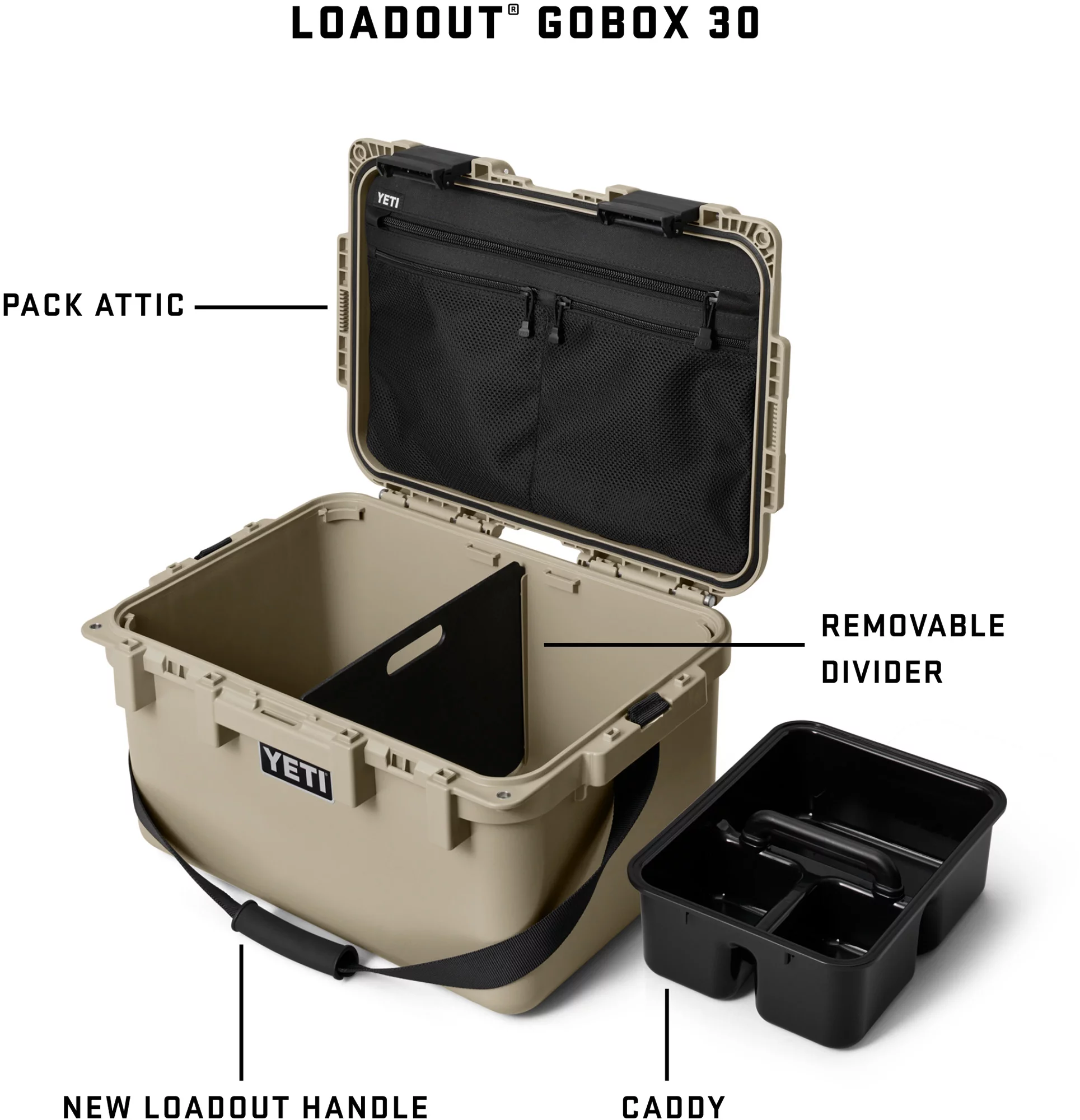 YETI LoadOut GoBox 30 2.0 Gear Case, Tan YETI LoadOut GoBox 30 2.0 Gear Case, Tan - Image 3