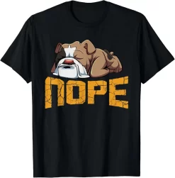 Funny English Bulldog Shirt, Lazy Dog Nope T-Shirt, Pet Lover Gift, Cute Sleeping Dog Tee