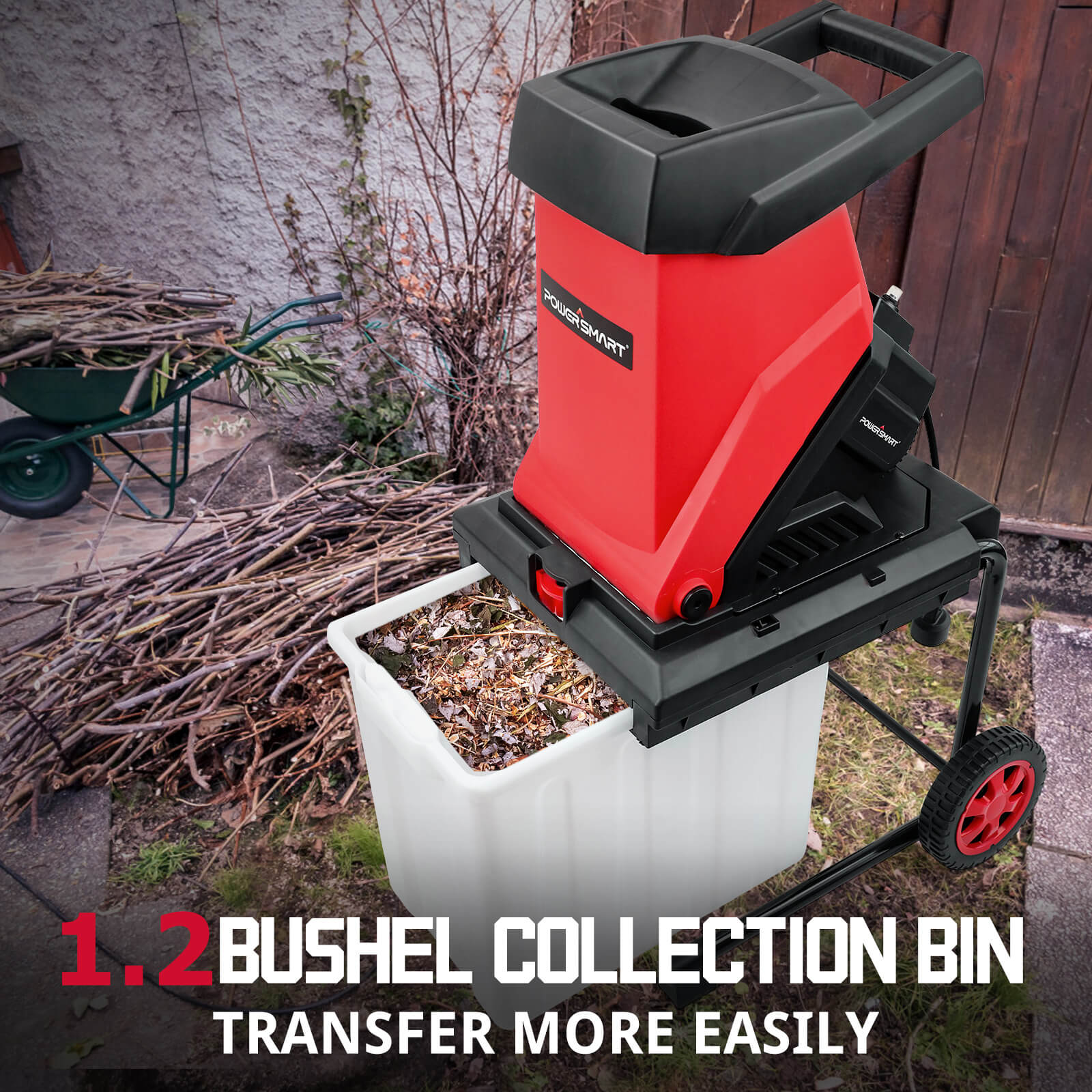 Powersmart 15Amp Electric Wood Chipper Leaf Mulcher w/ Collection Bin PS12A Powersmart 15Amp Electric Wood Chipper Leaf Mulcher w/ Collection Bin PS12A - Image 6