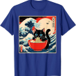 Ramen Cat Tee, Funny Japanese Noodle Cat Wave Art T Shirt Ramen Cat Tee, Funny Japanese Noodle Cat Wave Art T Shirt