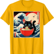 Ramen Cat Tee, Funny Japanese Noodle Cat Wave Art T Shirt Ramen Cat Tee, Funny Japanese Noodle Cat Wave Art T Shirt