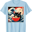Ramen Cat Tee, Funny Japanese Noodle Cat Wave Art T Shirt Ramen Cat Tee, Funny Japanese Noodle Cat Wave Art T Shirt