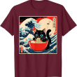 Ramen Cat Tee, Funny Japanese Noodle Cat Wave Art T Shirt Ramen Cat Tee, Funny Japanese Noodle Cat Wave Art T Shirt