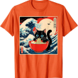 Ramen Cat Tee, Funny Japanese Noodle Cat Wave Art T Shirt Ramen Cat Tee, Funny Japanese Noodle Cat Wave Art T Shirt