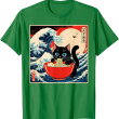 Ramen Cat Tee, Funny Japanese Noodle Cat Wave Art T Shirt Ramen Cat Tee, Funny Japanese Noodle Cat Wave Art T Shirt