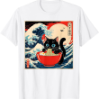 Ramen Cat Tee, Funny Japanese Noodle Cat Wave Art T Shirt Ramen Cat Tee, Funny Japanese Noodle Cat Wave Art T Shirt