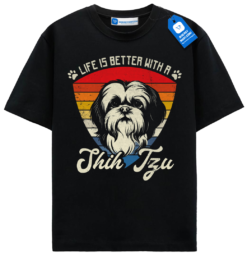 Retro Dog Lover T Shirt, Shih Tzu Dog Lover Gift Tee