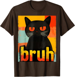 Bruh Cat T-Shirt, Funny Black Cat Tee