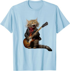 Rock Cat Playing Guitar, Funny Guitar Cat T Shirt