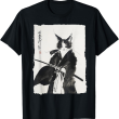 Samurai Cat Vintage Art Shirt, Graphic Cat T Shirt