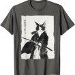 Samurai Cat Vintage Art Shirt, Graphic Cat T Shirt
