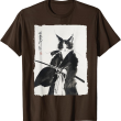 Samurai Cat Vintage Art Shirt, Graphic Cat T Shirt