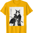 Samurai Cat Vintage Art Shirt, Graphic Cat T Shirt