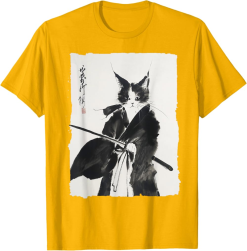 Samurai Cat Vintage Art Shirt, Graphic Cat T Shirt