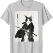 Samurai Cat Vintage Art Shirt, Graphic Cat T Shirt