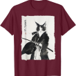 Samurai Cat Vintage Art Shirt, Graphic Cat T Shirt