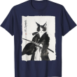 Samurai Cat Vintage Art Shirt, Graphic Cat T Shirt