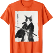 Samurai Cat Vintage Art Shirt, Graphic Cat T Shirt