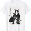 Samurai Cat Vintage Art Shirt, Graphic Cat T Shirt