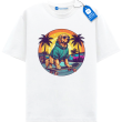 Skater Golden Retriever T Shirt, Cool Dog Retro Sunset Tee, Skater Dog Tee