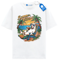 Summer Vibes Dog T Shirt, Chill Beach Pup Retro Tee