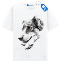 Thoughtful Border Collie Sketch Shirt, Artistic Hand Drawn Dog Shirt