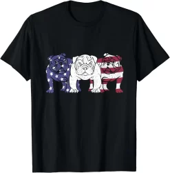Patriotic Bulldog Shirt, American Flag Dog Tee, 4th of July Gift for Dog Lovers