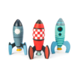 Tender Leaf Toys - Rocket Construction - 18 Pc Wooden Construction Toy Playset Builds 3 Space Ships - Ages 3+